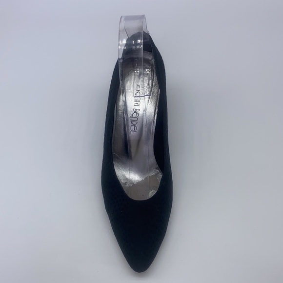 Henri Bendel - Vintage Black Dot Fabric Print Kitten Heels Made In Spain Size 6 - Picture 3 of 16